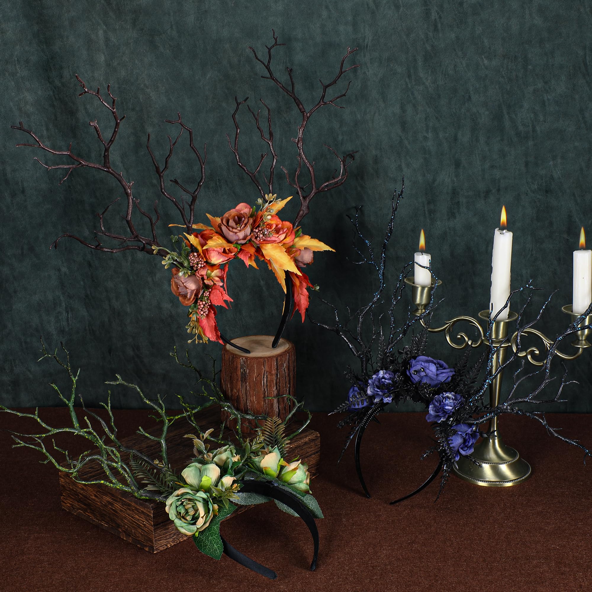 MOSTORY Handmade Green Branch Crown for Renfaire Woodland Flower